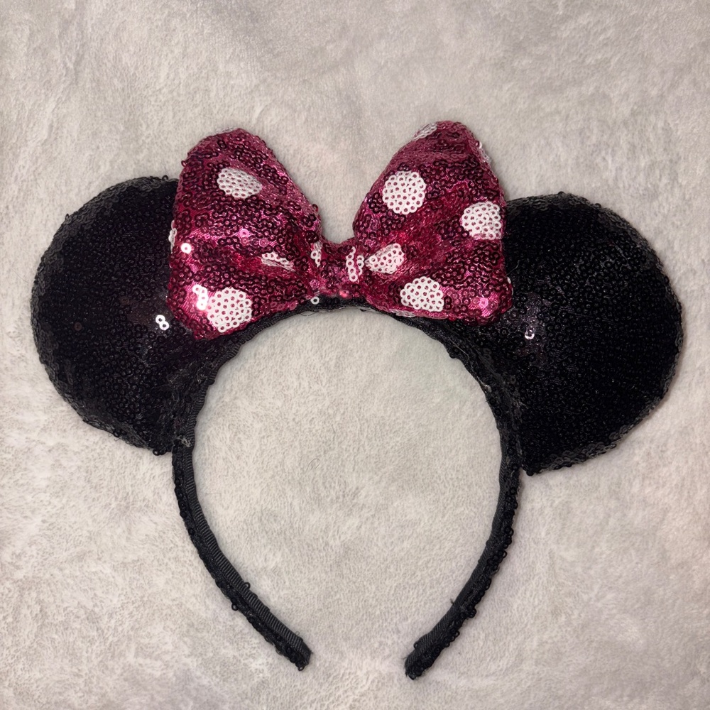 Disney Minnie Mouse Ears Headband NEW Polka Dot Bow One Size Kids to Adult